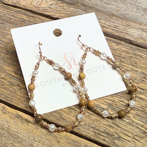 Beaded Teardrop Earrings | Brown Mix