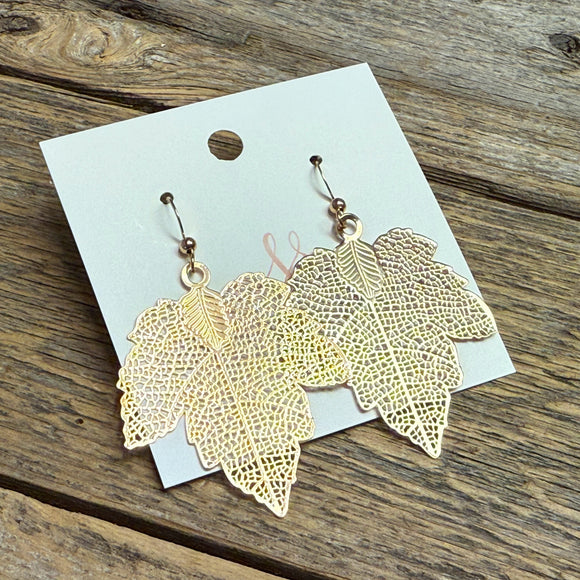 Lightweight Maple Leaf Earrings | Gold