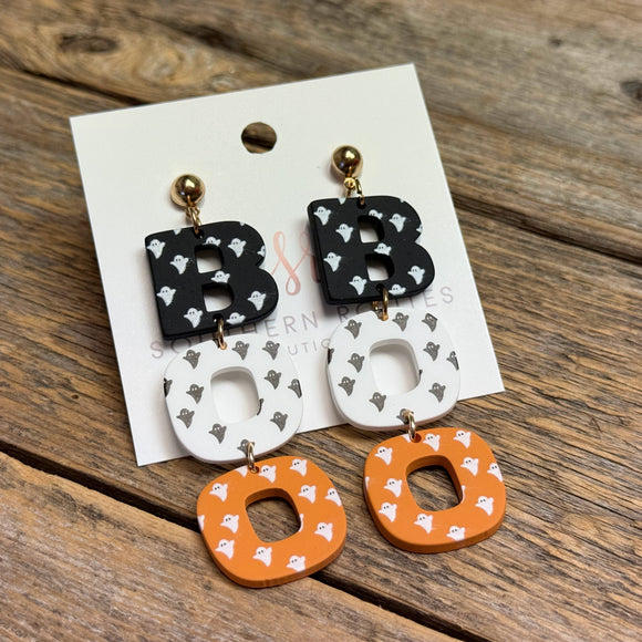 Boo Drop Earrings | Orange/White/Black