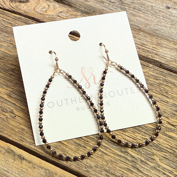 Beaded Teardrop Earrings | Black