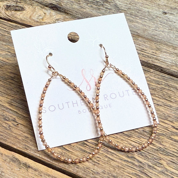 Beaded Teardrop Earrings | Beige