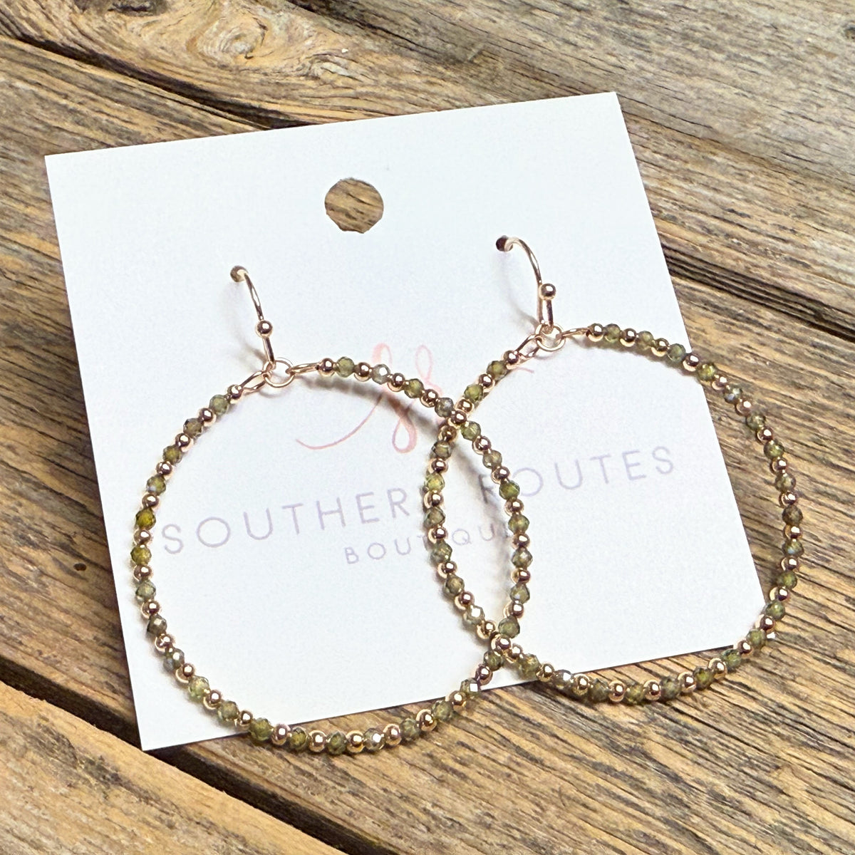 Beaded Circular Earrings | Olive