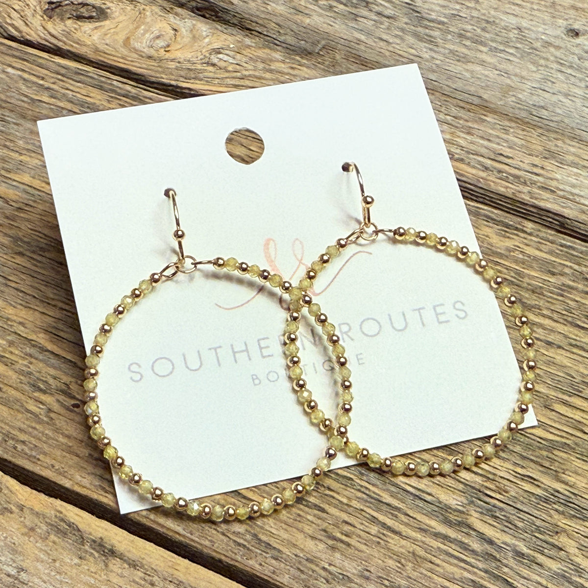Beaded Circular Earrings | Mustard