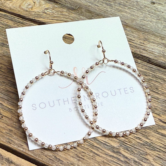 Beaded Circular Earrings | White