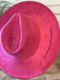 I Can Do All Things Cross Burnt On Hat | Hot Pink