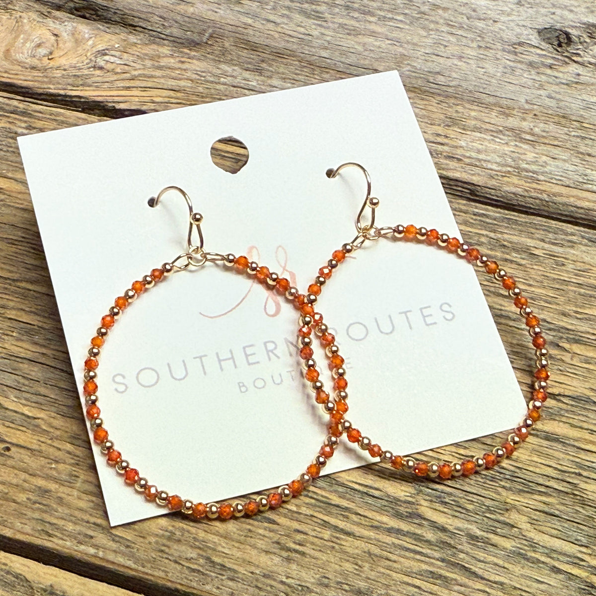 Beaded Circular Earrings | Orange