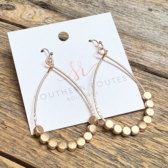 Beaded Drop Accent Teardrop Earrings | Gold