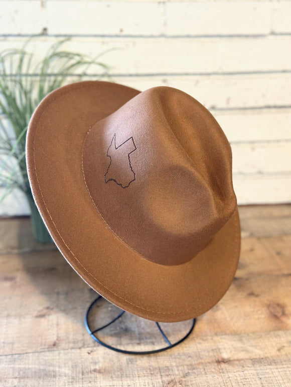 Texas Burnt On Fedora Brim Hat | Tan