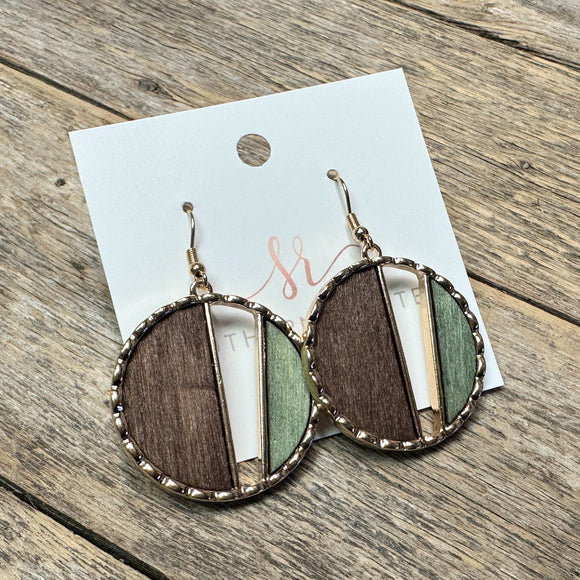 Metal Wood Earrings 