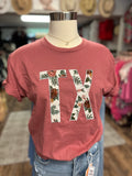Floral TX Embroidered Tee | Mauve