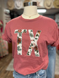 Floral TX Embroidered Tee | Mauve