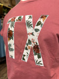 Floral TX Embroidered Tee | Mauve