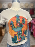 Floral Cactus Sunset Tee | Cement
