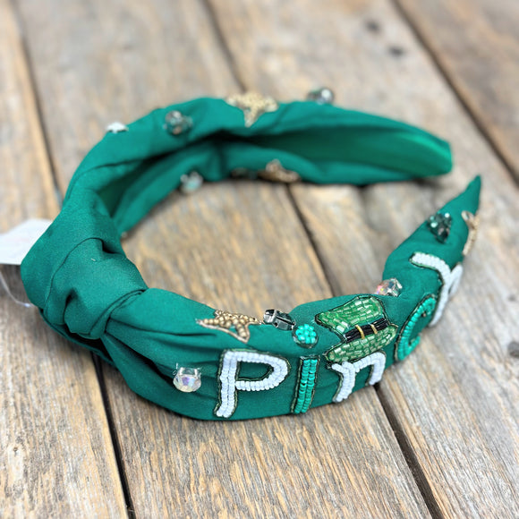 Pinch Proof Embellished Knot Headband | Green