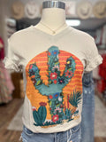 Floral Cactus Sunset Tee | Cement