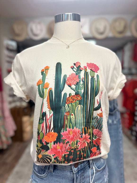 Blooming Cactus Tee | Natural