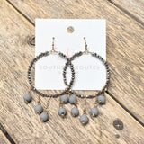 Beaded Drop Circular Earrings | Grey