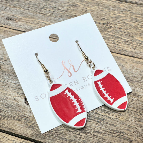 Ceramic Football Earrings | Red