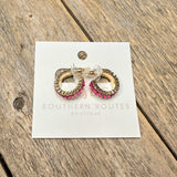 Crystal Huggie Earrings | Pink+Gold
