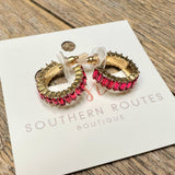 Crystal Huggie Earrings | Pink+Gold