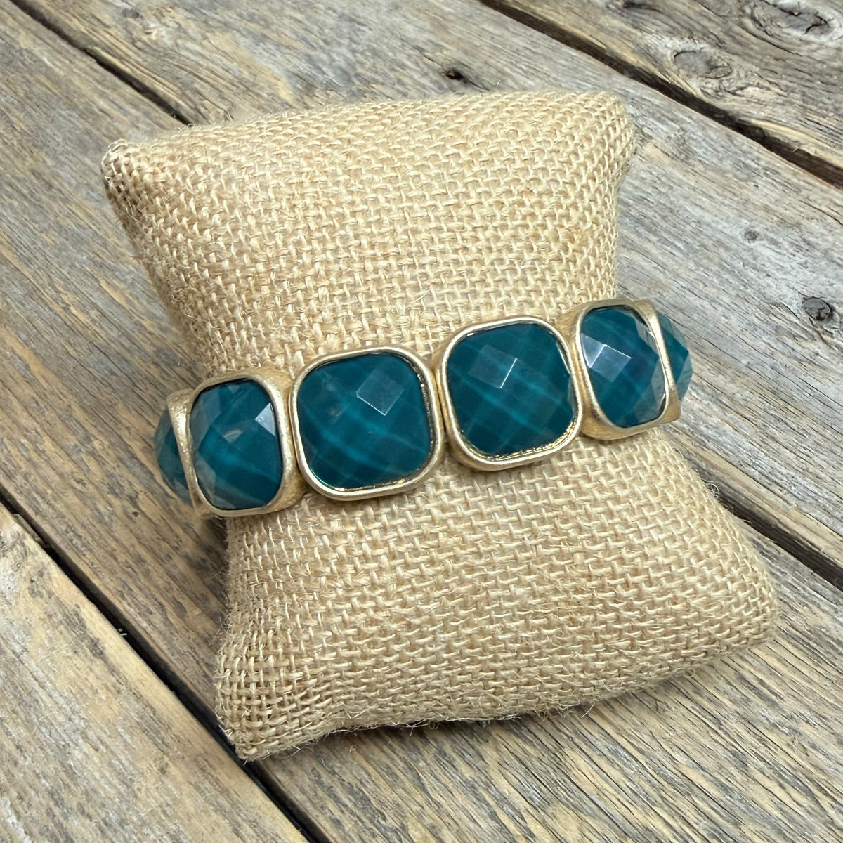Beveled Stretch Bracelet | Turquoise