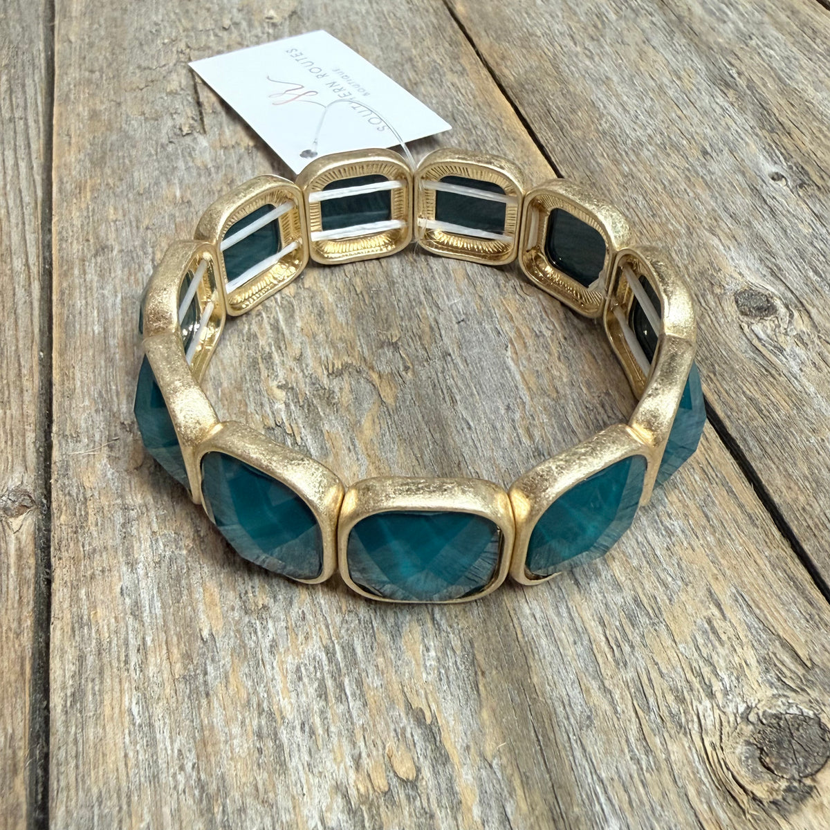 Beveled Stretch Bracelet | Turquoise