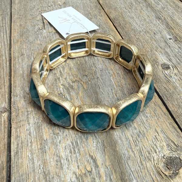 Beveled Stretch Bracelet | Turquoise