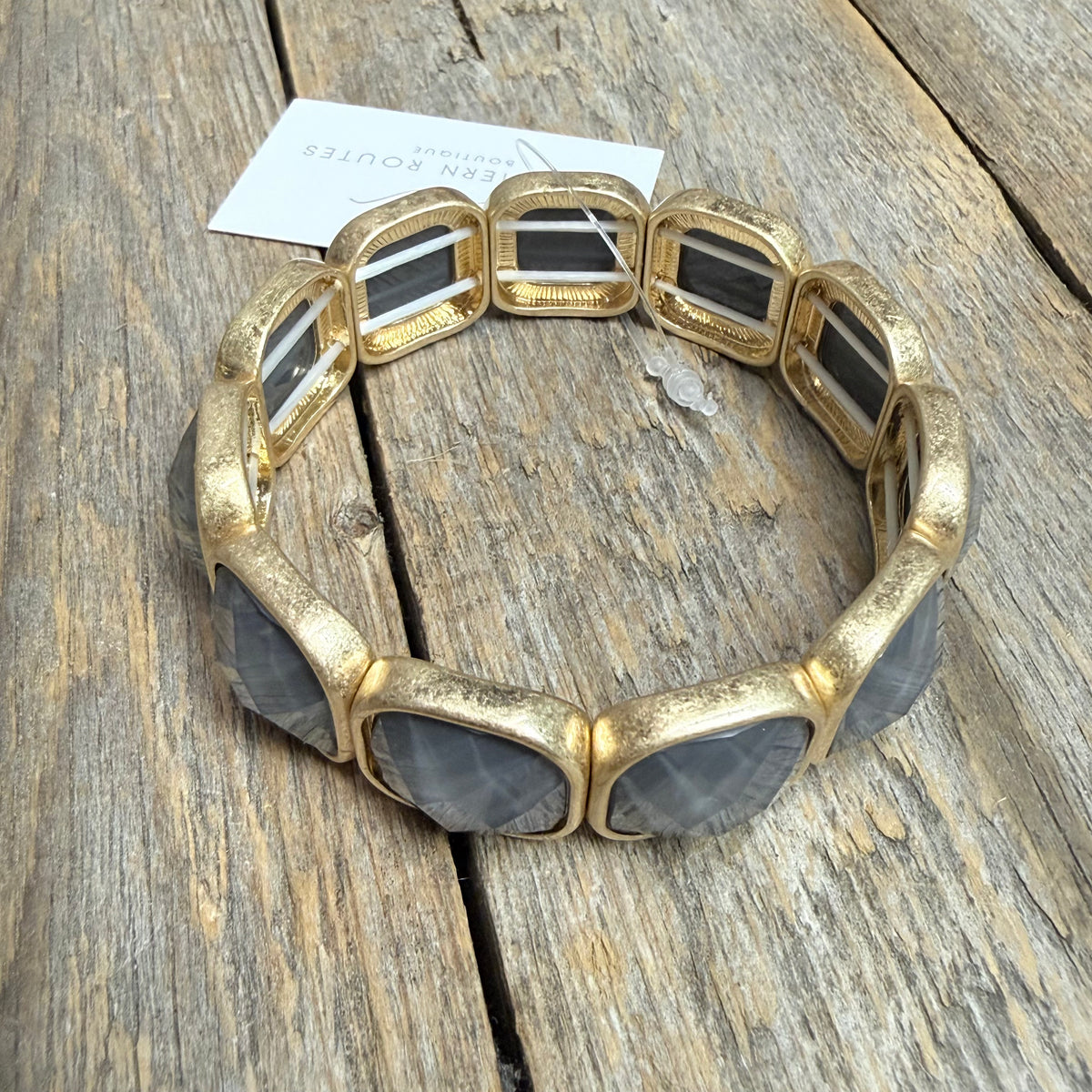 Beveled Stretch Bracelet | Grey