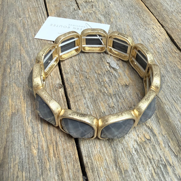Beveled Stretch Bracelet | Grey