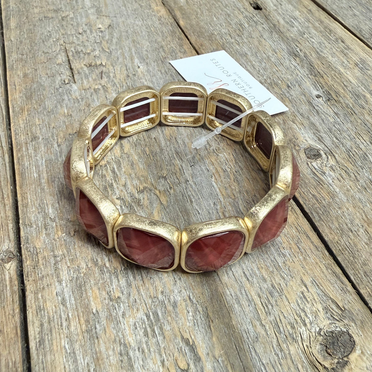 Beveled Stretch Bracelet | Maroon