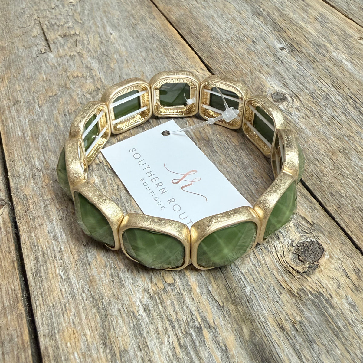 Beveled Stretch Bracelet | Green