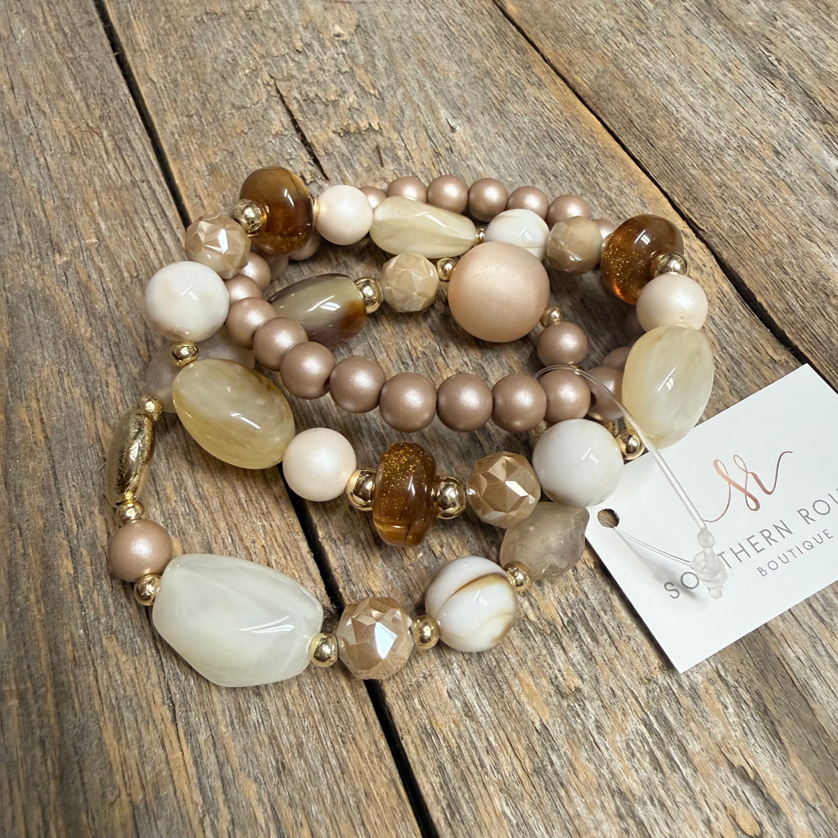 Beaded Stretch Bracelet Set | Mocha Mix