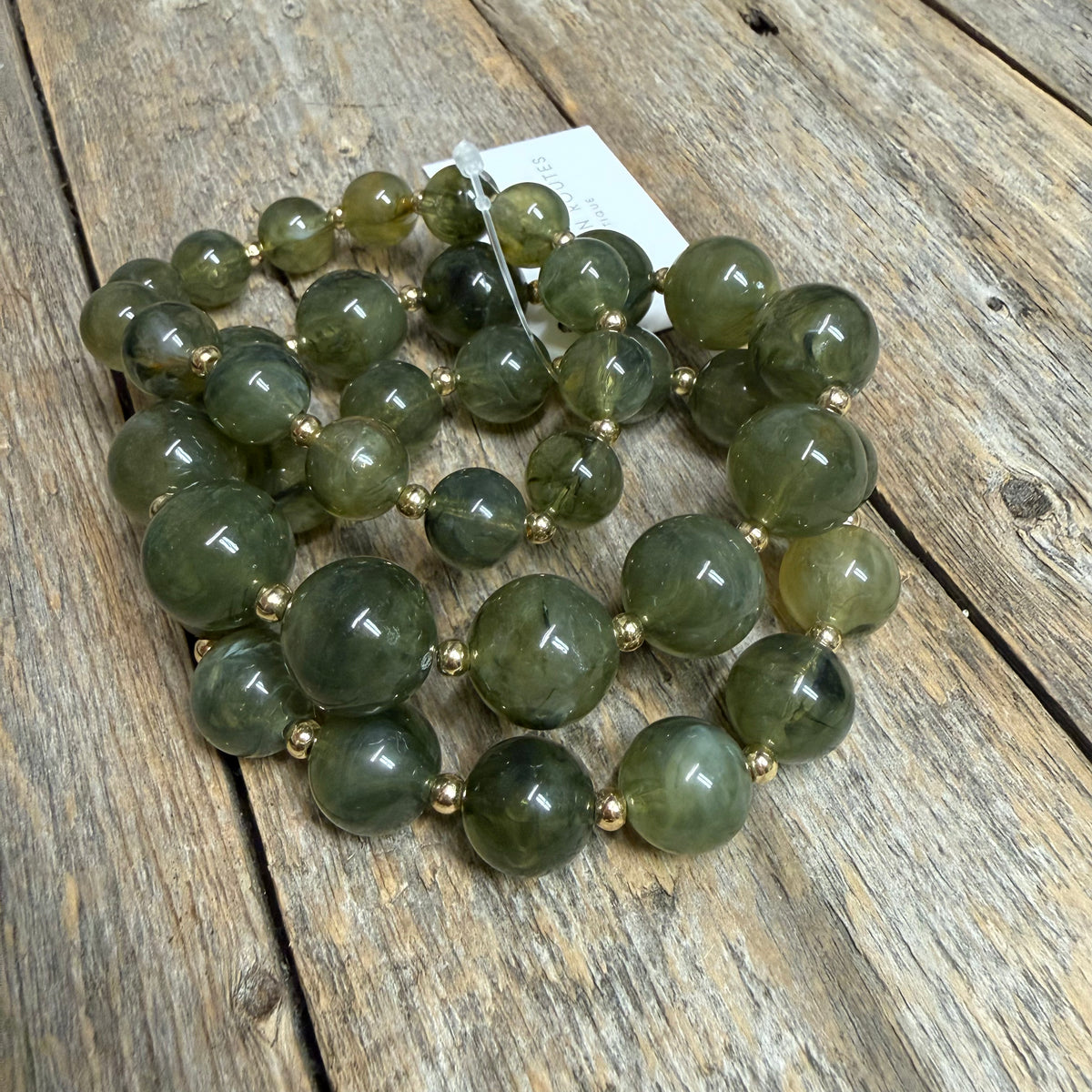 Chunky Beaded Stretch Bracelet Set | Green