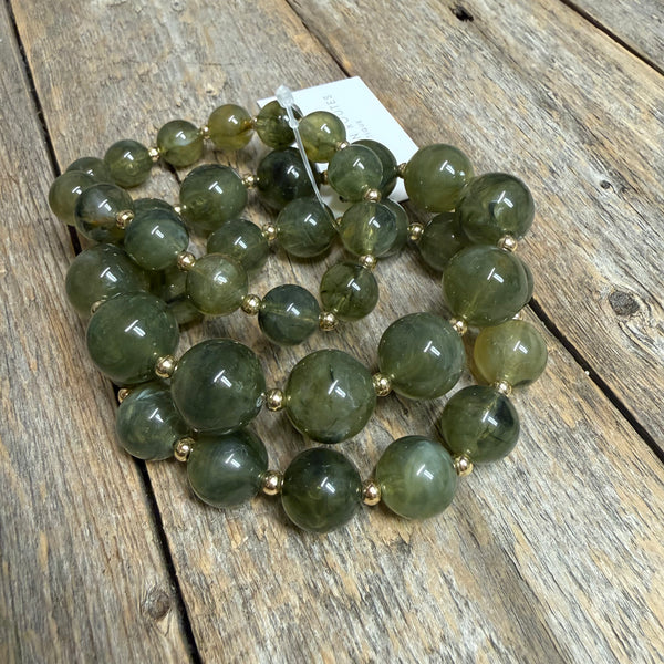Chunky Beaded Stretch Bracelet Set | Green