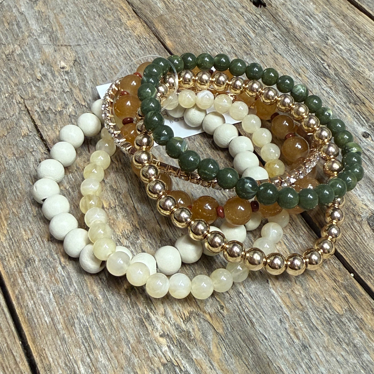 Beaded Stretch Bracelet Set | Olive Mix