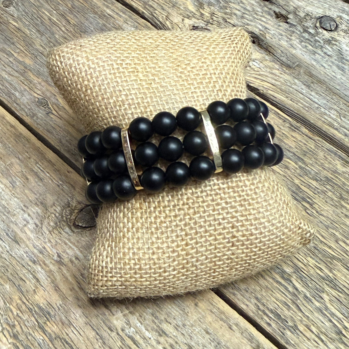 Beaded Stretch Bracelet | Black