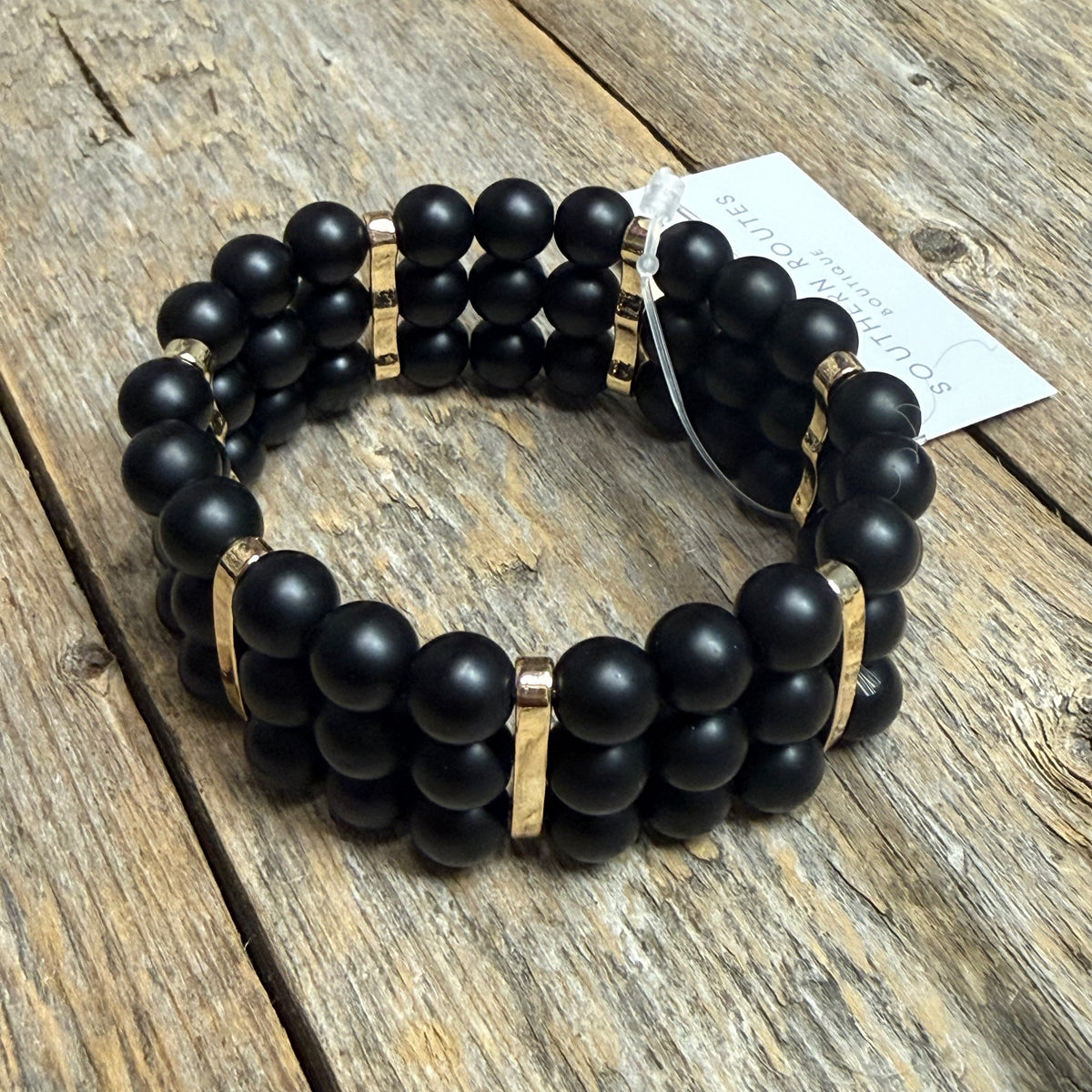 Beaded Stretch Bracelet | Black