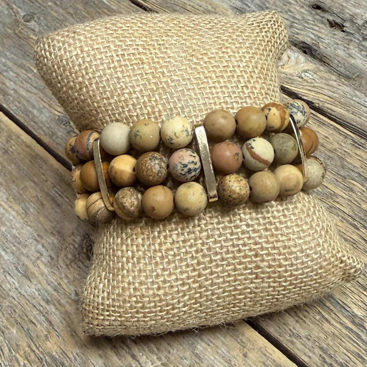Beaded Stretch Bracelet | Brown