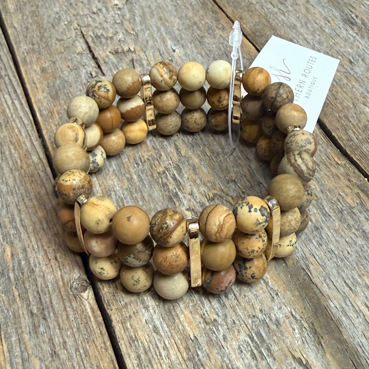 Beaded Stretch Bracelet | Brown