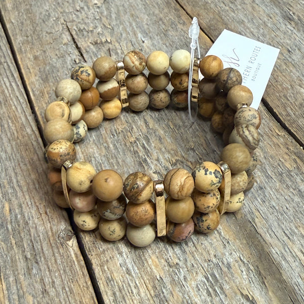 Beaded Stretch Bracelet | Brown