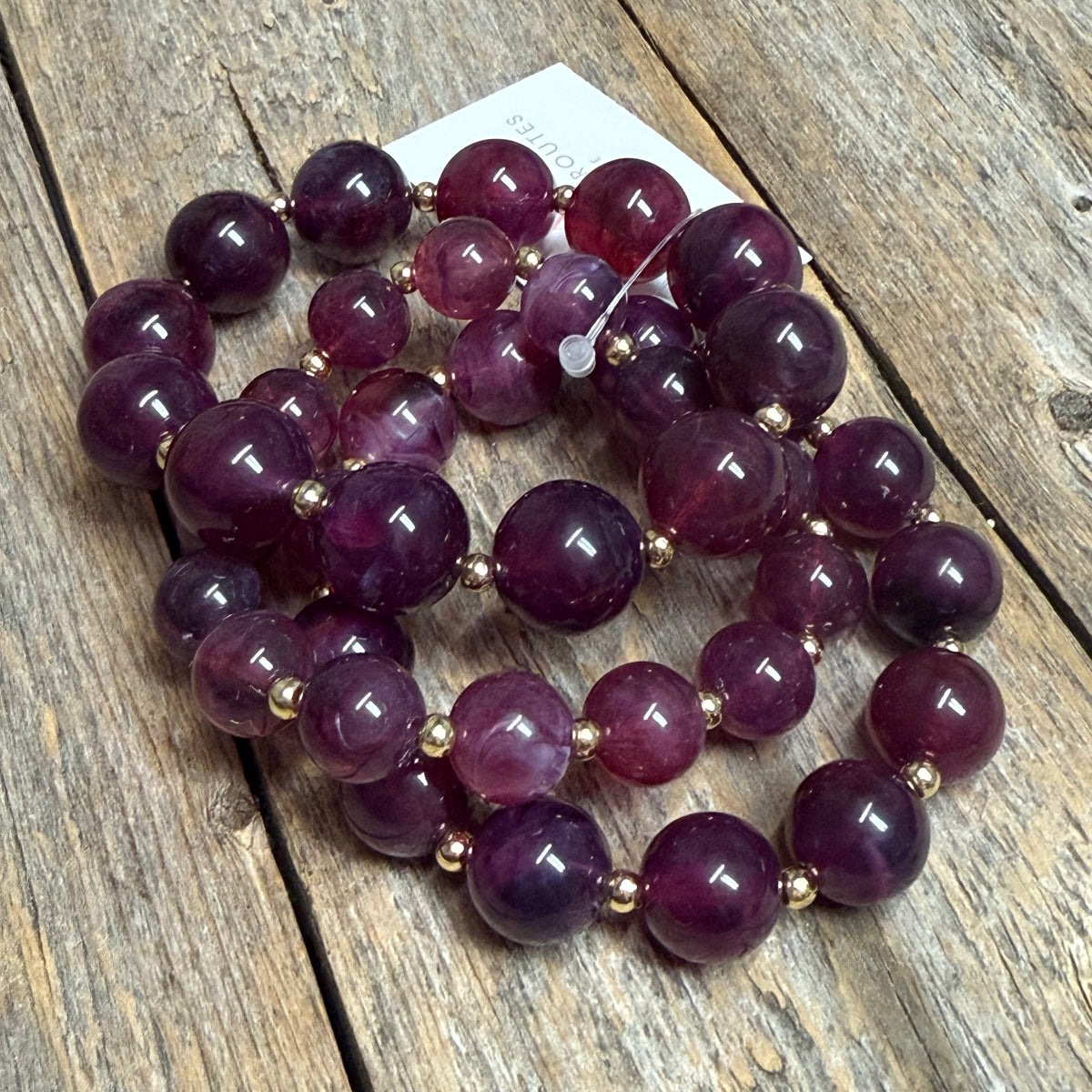 Chunky Beaded Stretch Bracelet Set | Plum