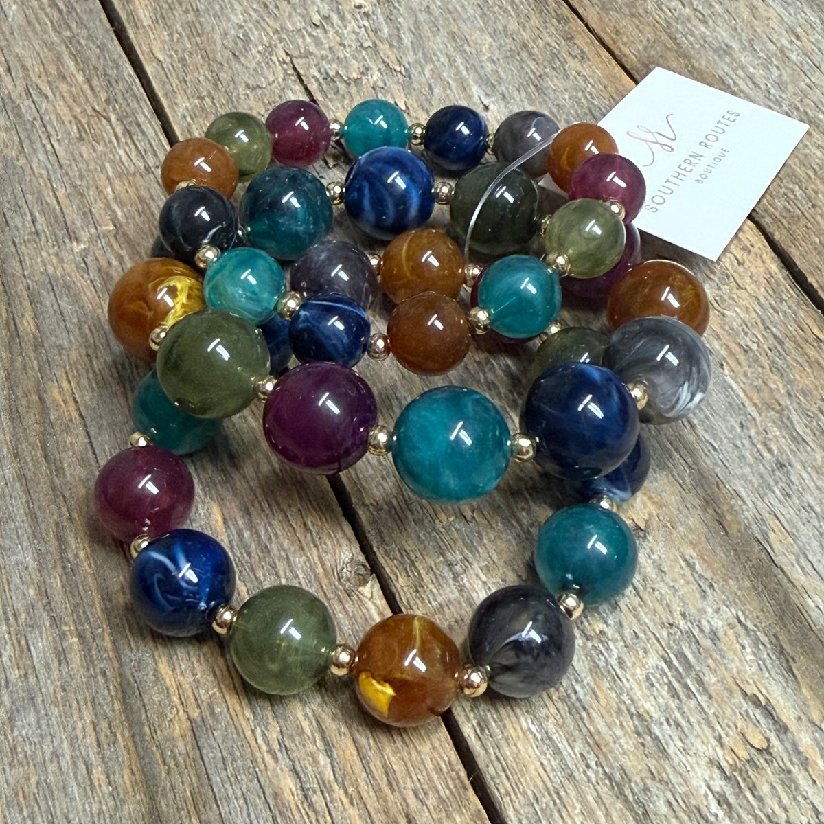 Chunky Beaded Stretch Bracelet Set | Multi