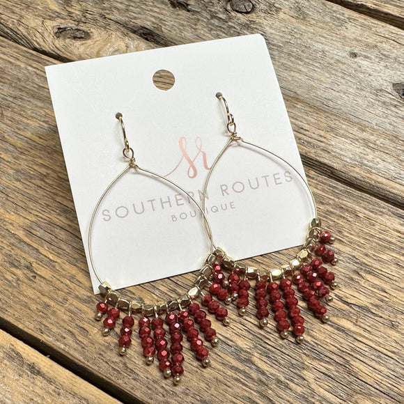 Beaded Tassel Earrings | Burgundy