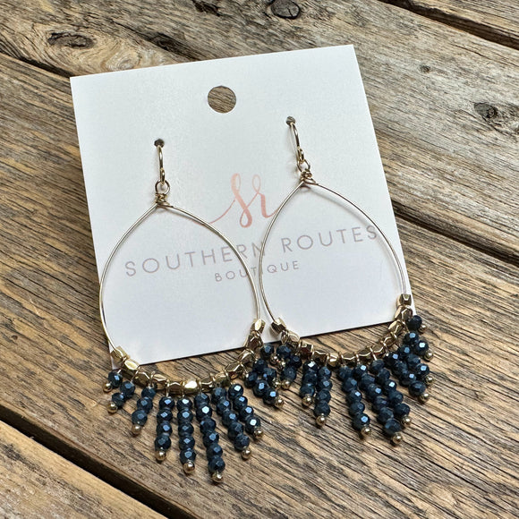 Beaded Tassel Earrings | Blue