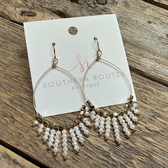 Beaded Tassel Earrings | White