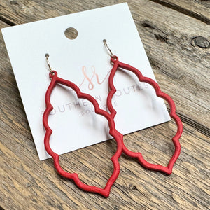 Open Ornate Earrings | Matte Red