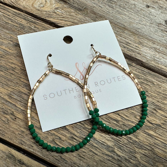 Bead Teardrop Earrings | Green