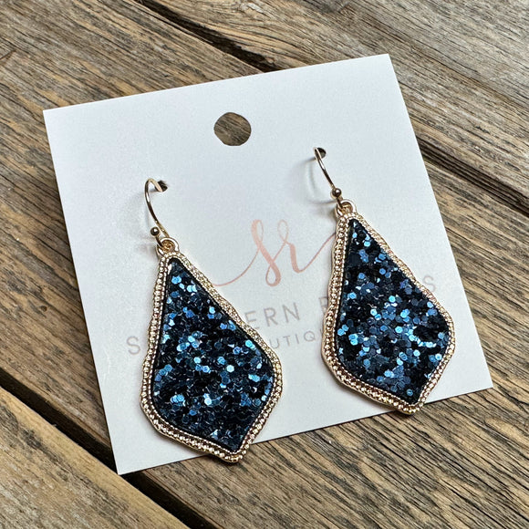 Glitter Sophee Drop Earrings | Navy