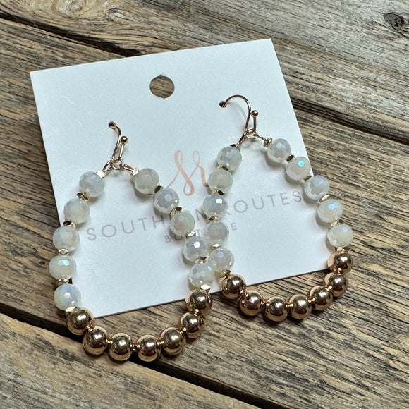 Beaded Teardrop Earrings | White