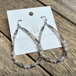 Pearl Accent Teardrop Earrings | Silver